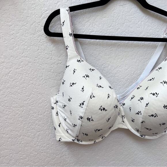 Cacique Bra Women's 42DDD Cream Black Floral Lightly Lined Full Coverage 4 Hook - Picture 4 of 13